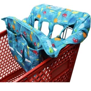 Double grocery cart cover, ocean theme, twins, shopping, phone holder